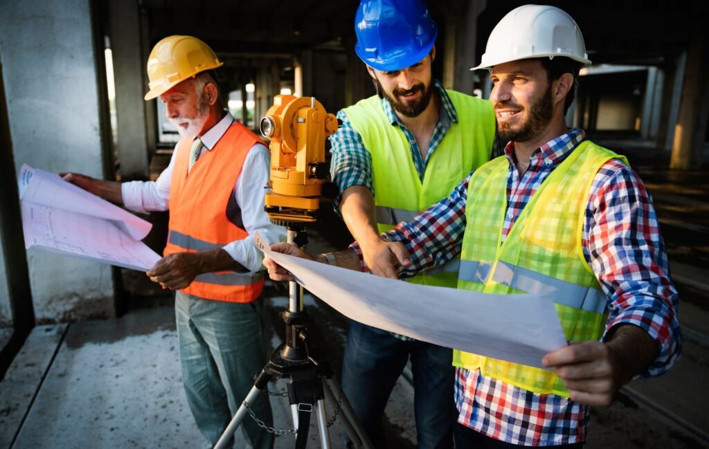 engineers talking at construction site